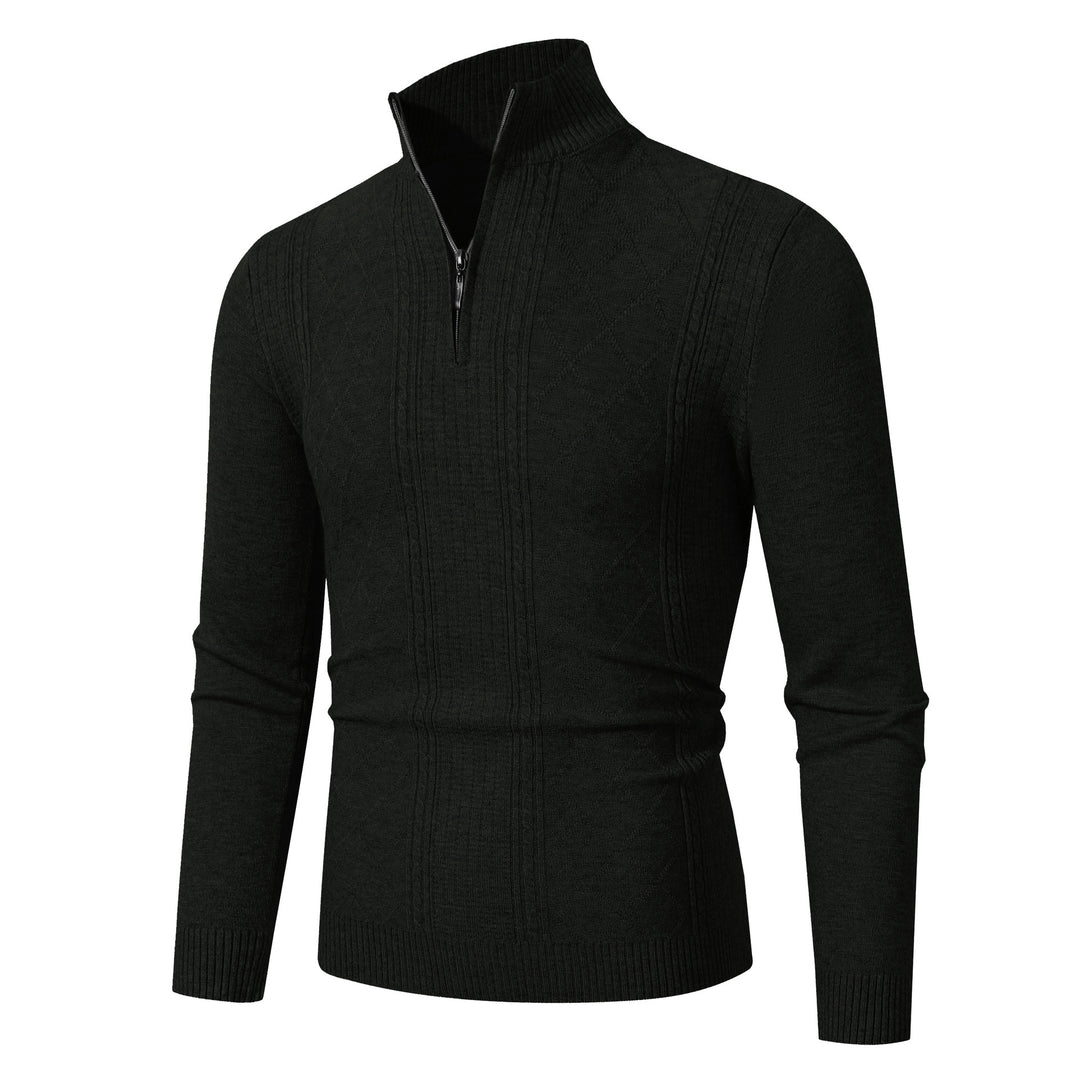 Herren eleganter Strickpullover mit Stehkragen und Reißverschluss Echoarchiv
