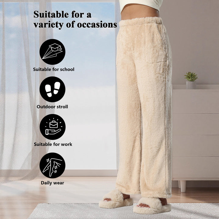 Damen Kuschelige Lounge‑Hose mit weitem Bein, Fleecegefüttert und Kordelzug – Avélisse