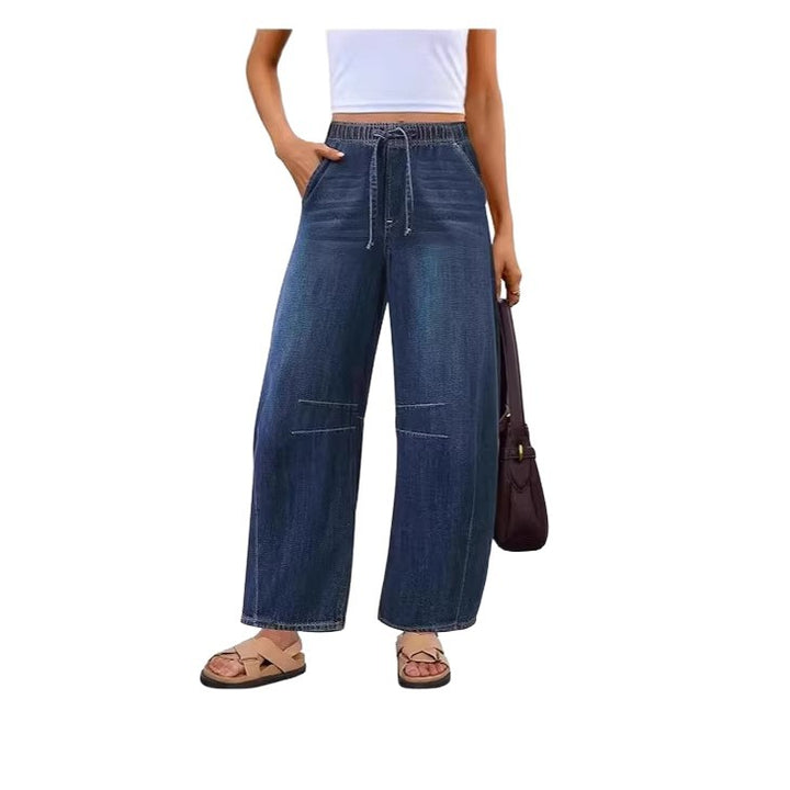 Damen weite Denim-Hose mit elastischem Bund und praktischem Schnitt Echo Archiv