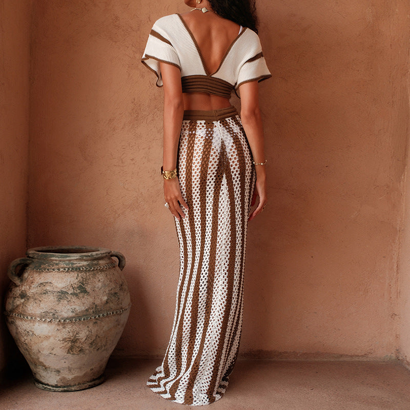 Damen Crop-Top und eleganter Palazzo-Hose Set Echo Archiv