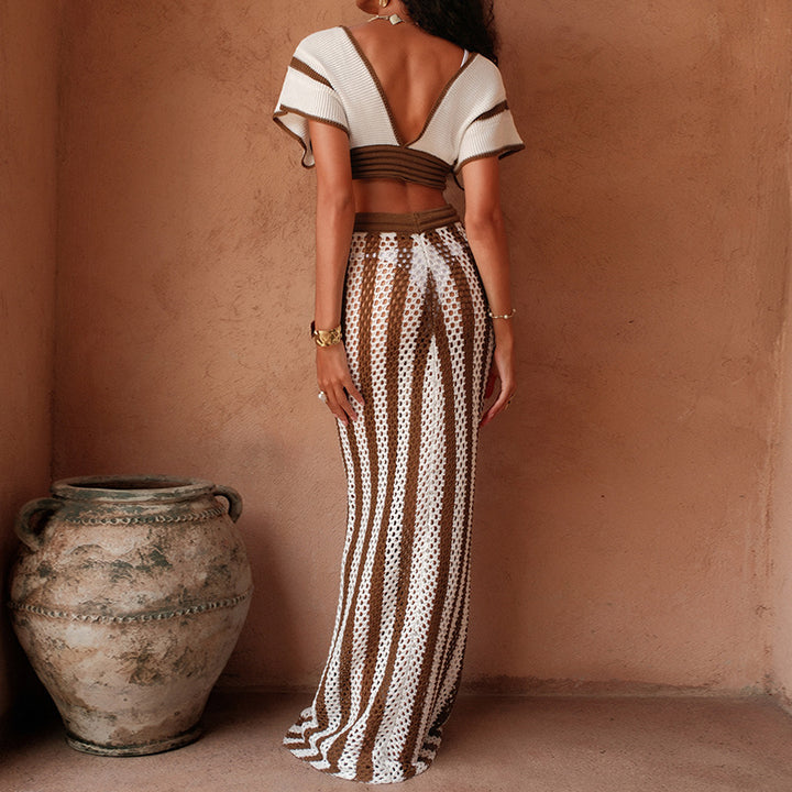 Damen Crop-Top und eleganter Palazzo-Hose Set Echo Archiv