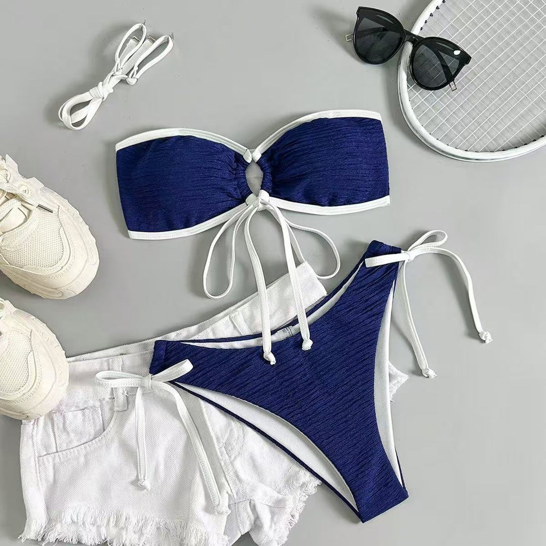 Damen Bandeau-Bikini mit verspielten Raffungselementen Echo Archiv