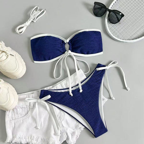 Damen Bandeau-Bikini mit verspielten Raffungselementen Echo Archiv