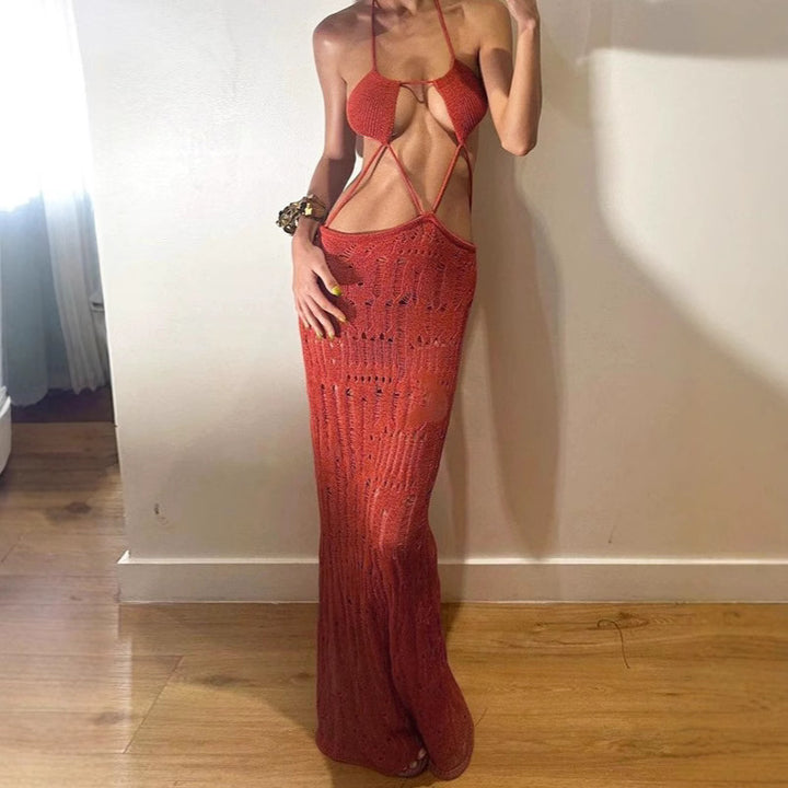 Damen Maxikleid mit raffiniertem Cut-Out-Design und zarten Trägern Echo Archiv