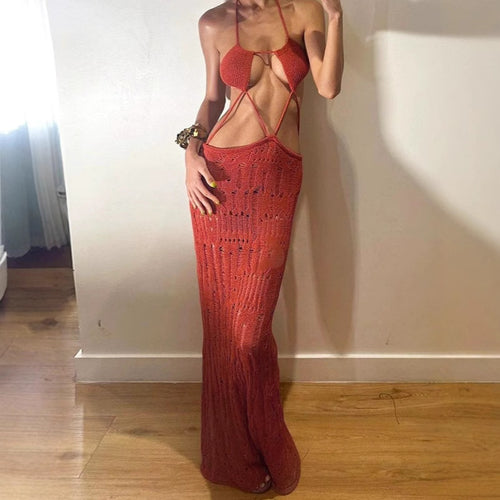 Damen Maxikleid mit raffiniertem Cut-Out-Design und zarten Trägern Echo Archiv