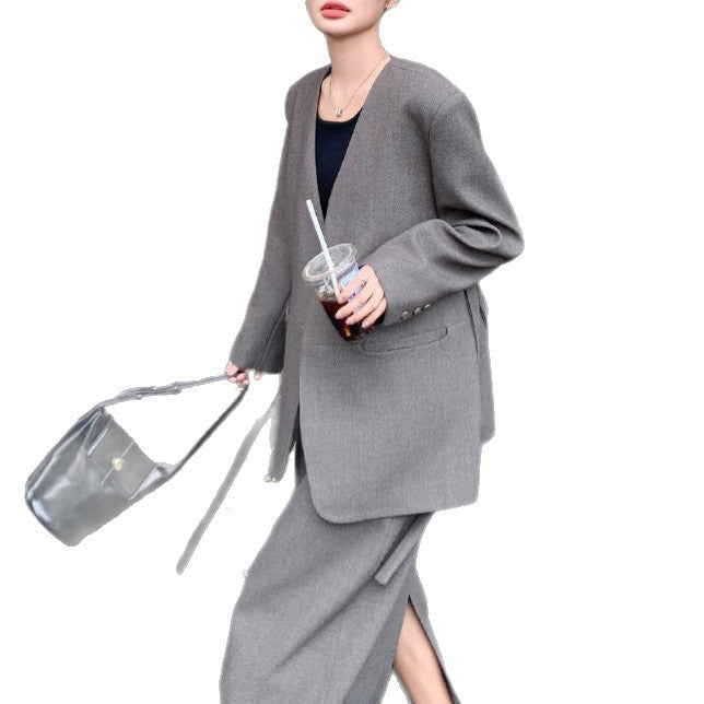 Damen Eleganter Oversized Blazer mit Taschen Echoarchiv