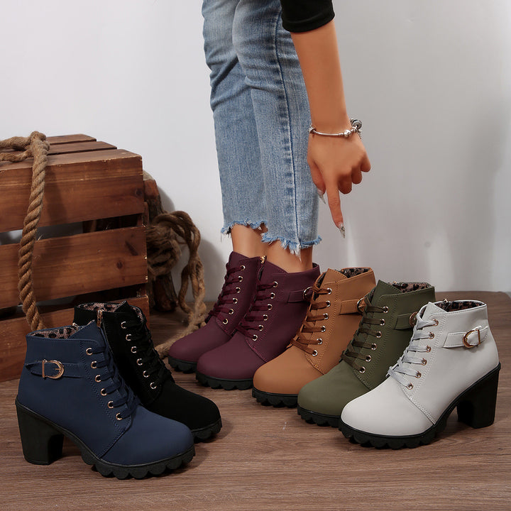 Damen nan knöchelhohe Schnürstiefelette mit robustem Blockabsatz und profilstarker Lugsohle Echo Archiv