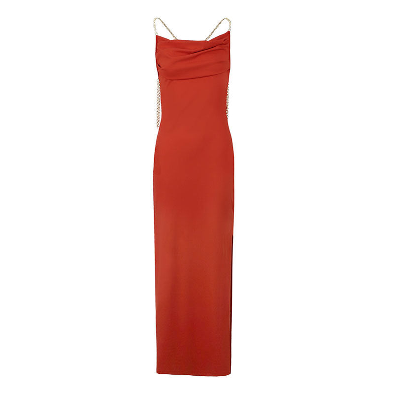 Damen Elegantes Langarm-Maxikleid mit tiefem V-Ausschnitt und zarten Rüschendetails Echo Archiv