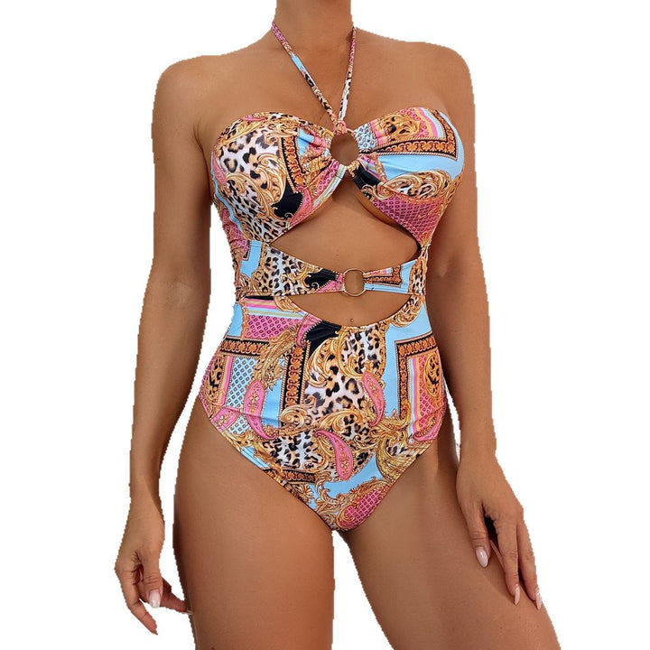 Damen Einteiler Badeanzug mit stylishem Cut-Out-Design und buntem Mustermix Echo Archiv