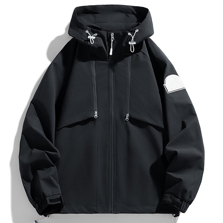 Unisex Leichte zweifarbige Wind- und Regenjacke mit Kapuze, Kordelzug und Reißverschlusstaschen Echoarchiv