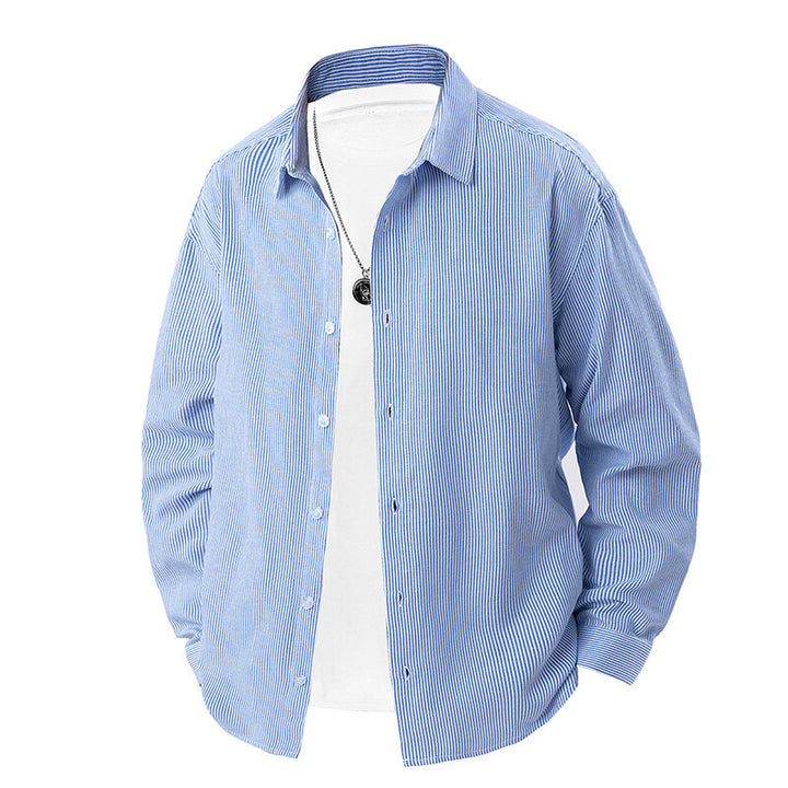 Herren nan gestreiftes Overshirt-Hemd mit lockerer Passform und Kentkragen Echo Archiv