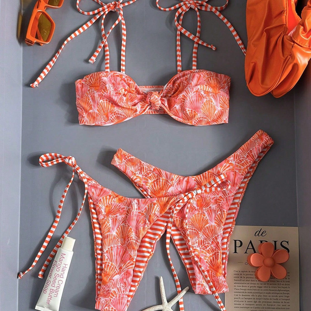 Damen Bandeau-Bikini mit Rüschen und seitlichen Bindebändern Echo Archiv