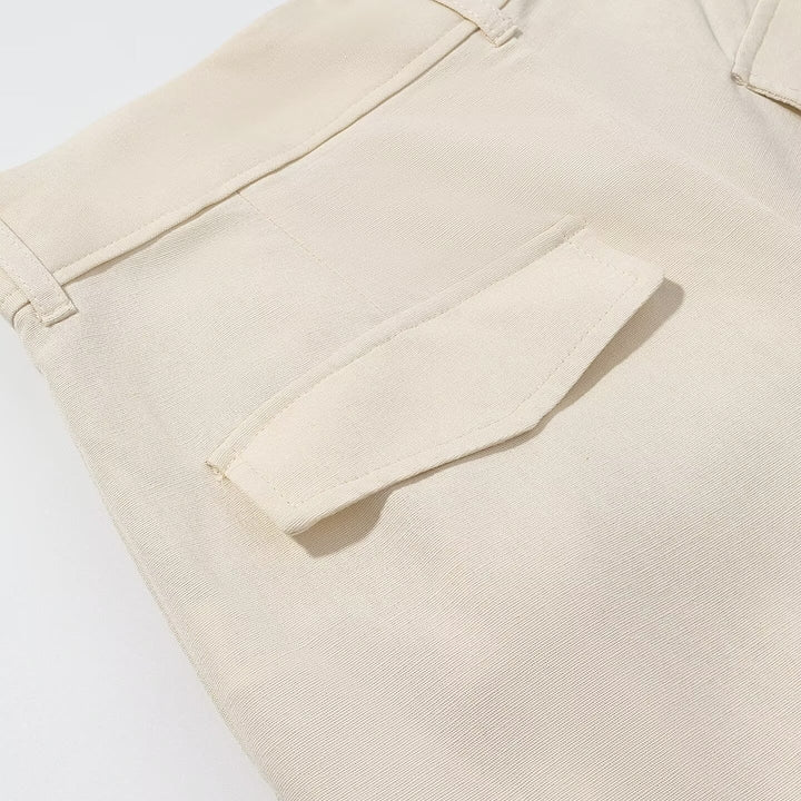 Damen Hochtaillierte Palazzohose mit Bundfalten und weitem Bein Echoarchiv