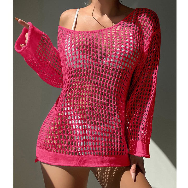 Damen luftiger Grobstrick Pullover mit weitem Schnitt und offenen Ärmeln Echo Archiv