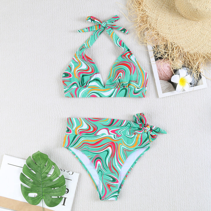 Damen Triangel-Bikini mit verstellbaren Bindebändern und floralem Design Echo Archiv