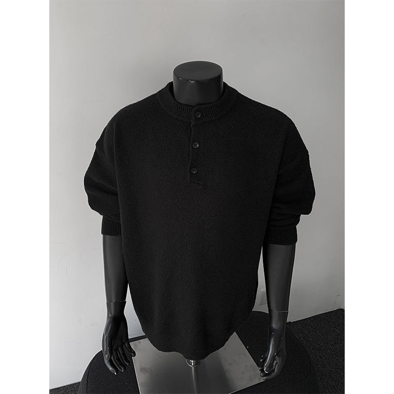 Herren Oversize-Strickpullover mit Henley-Kragen und Halbknopfleiste Echo Archiv