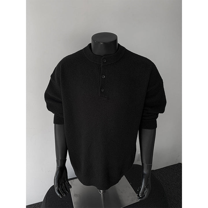Herren Oversize-Strickpullover mit Henley-Kragen und Halbknopfleiste Echo Archiv