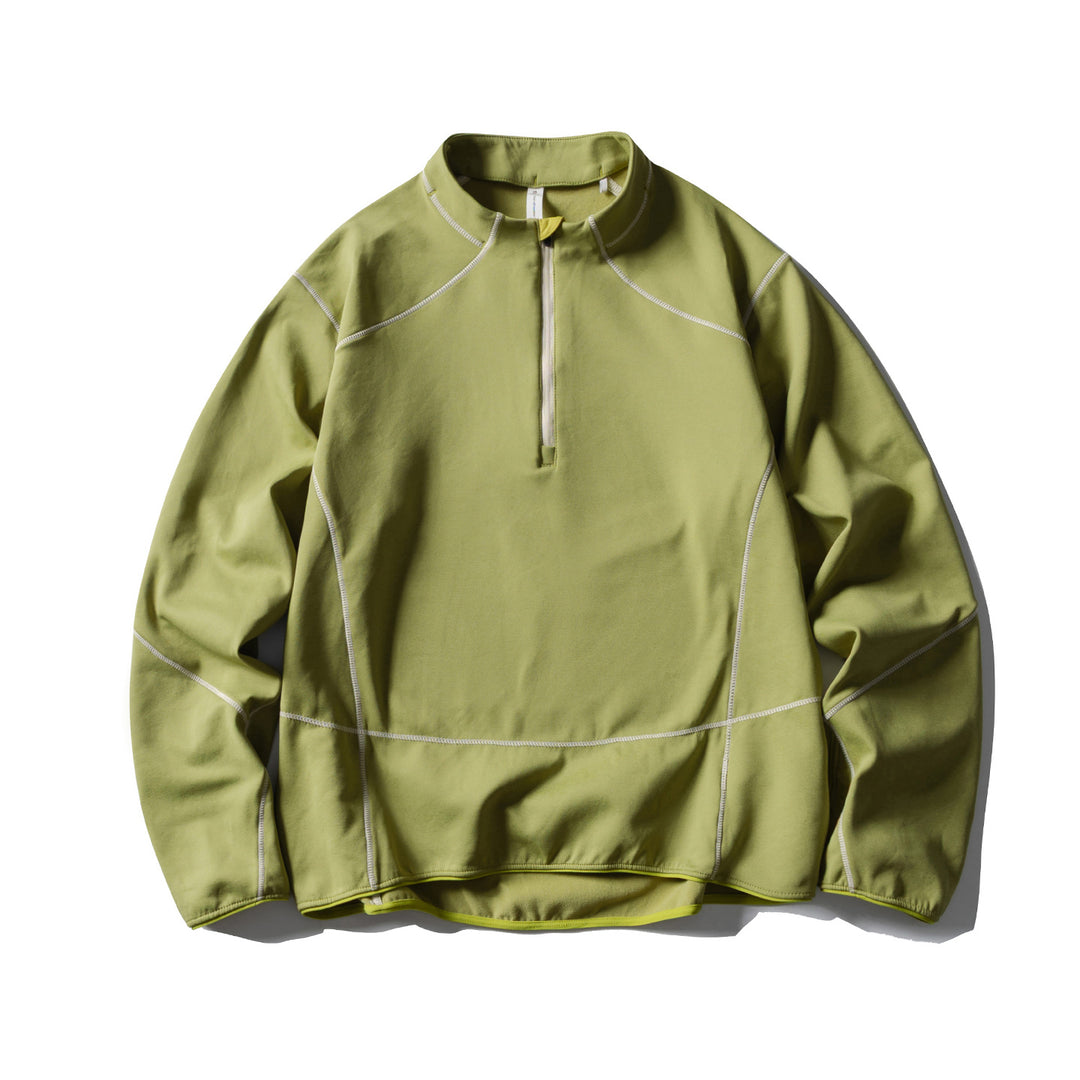 Unisex Halbzip-Fleecepullover mit Stehkragen, Flachnähten und verstellbarem Saum Echoarchiv