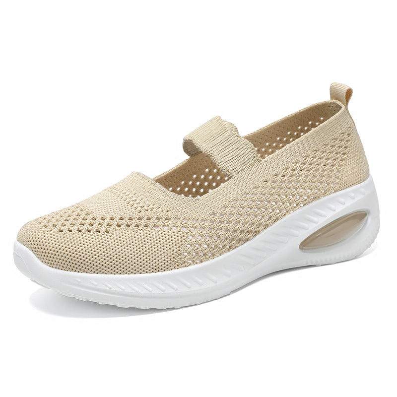 Damen nan atmungsaktiver Strick-Mary-Jane-Sneaker mit elastischem Riemen und sichtbarem Luftkissen-Plateau Echo Archiv