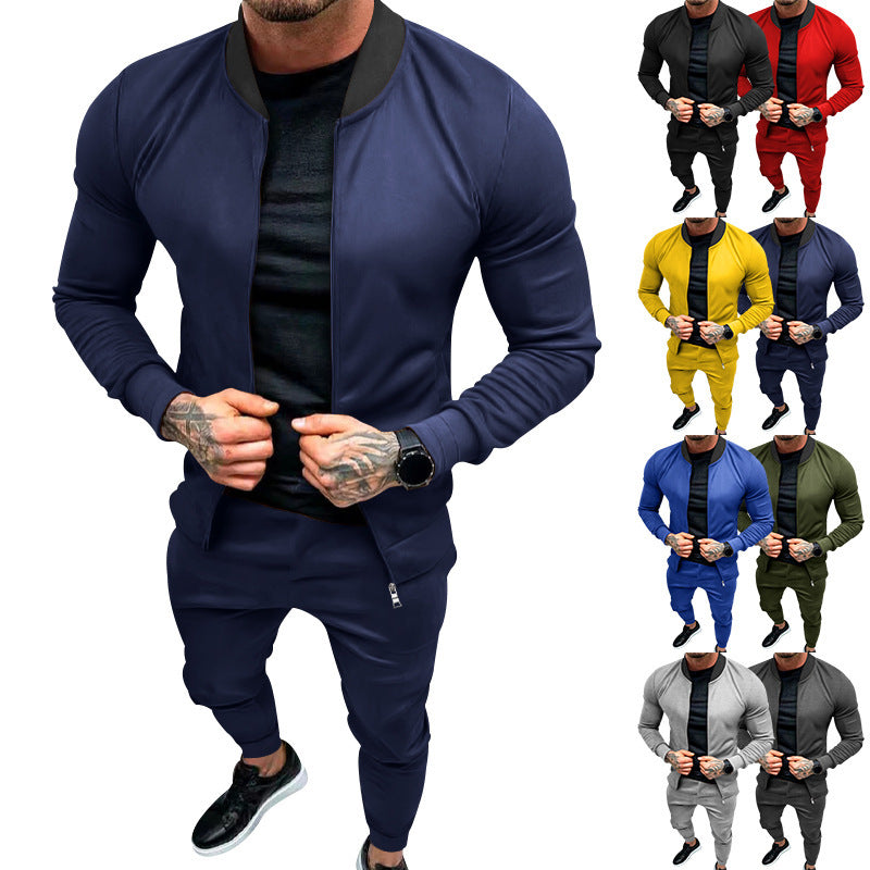 Herren nan sportlicher Freizeit-Trainingsanzug mit taillierter Bomberjacke und konisch zulaufender Jogginghose aus elastischer Baumwollmischung Echo Archiv