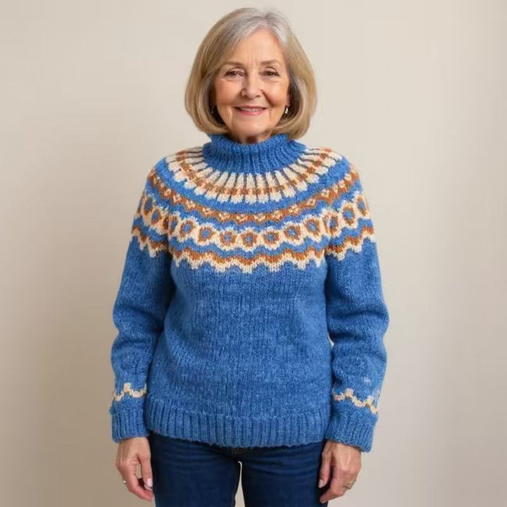 Damen nan kuscheliger Norweger-Strickpullover mit Stehkragen und Oversize-Passform Echo Archiv