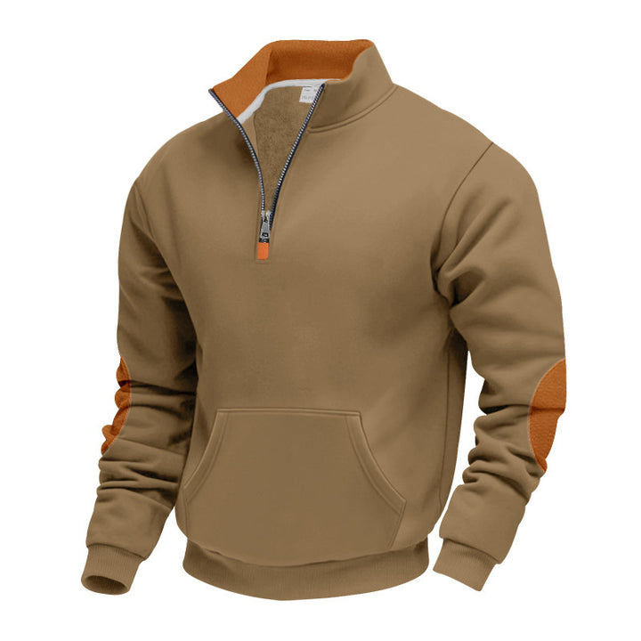 Herren Hochwertiger Stehkragenpullover aus atmungsaktivem Material mit Reißverschluss und Kontrastakzenten Echoarchiv