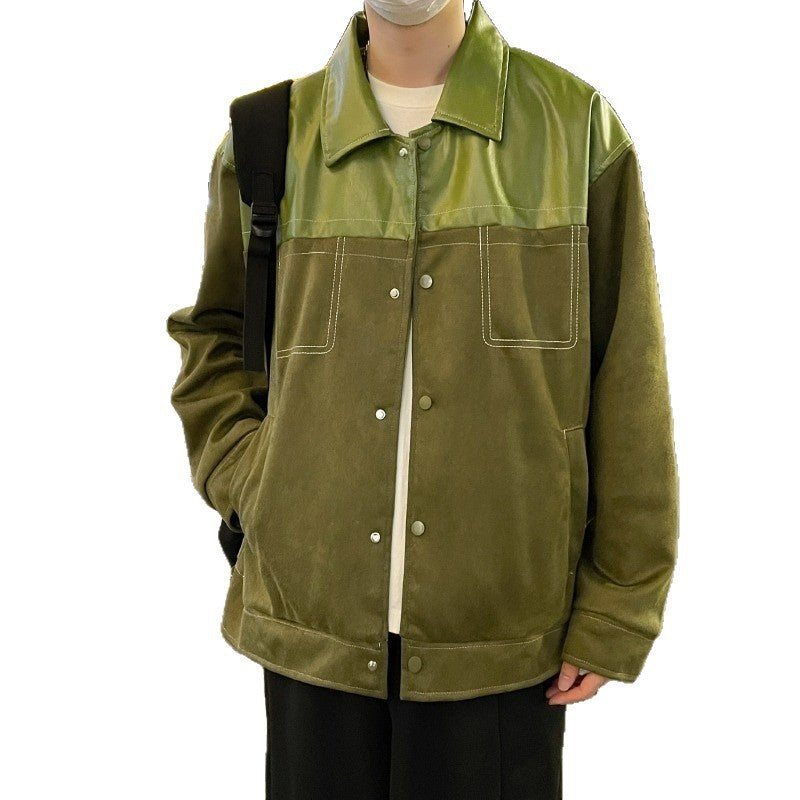 Herren Overshirt aus Veloursleder mit glänzendem Schulterbesatz und lässigem Schnitt Echoarchiv
