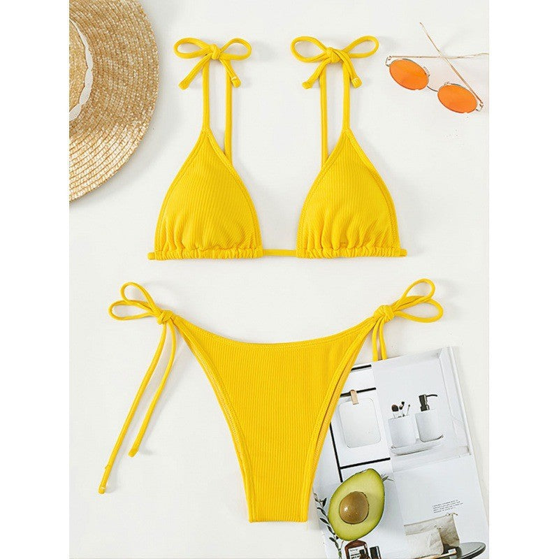 Damen Triangle-Bikini mit verstellbaren Bindebändern und feiner Rippstruktur Echo Archiv