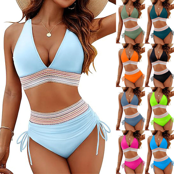 Damen Bikini-Set mit hoch tailliertem Slip und sportlichen Akzenten Echoarchiv