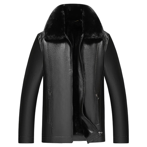 Herren warme Lammlederjacke mit gefüttertem Kragen Echoarchiv