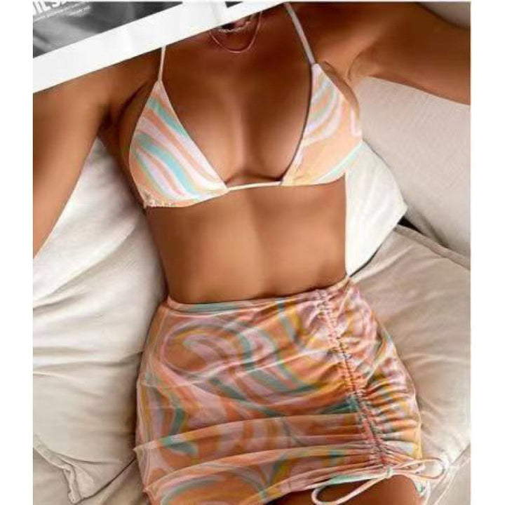 Damen Triangel-Bikini mit stylischem Wickelrock und verstellbaren Trägern Echo Archiv