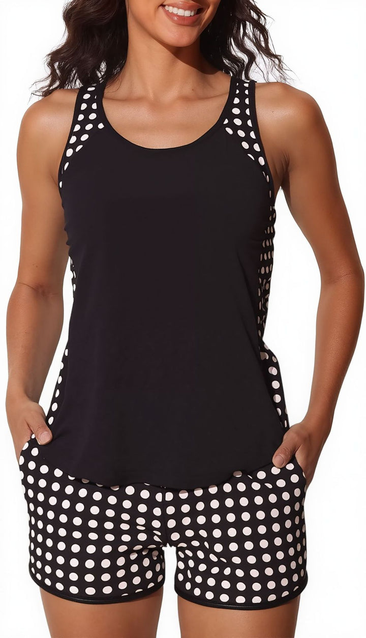 Damen Sportliches Tankini-Set mit modischem Streifenmuster Echo Archiv