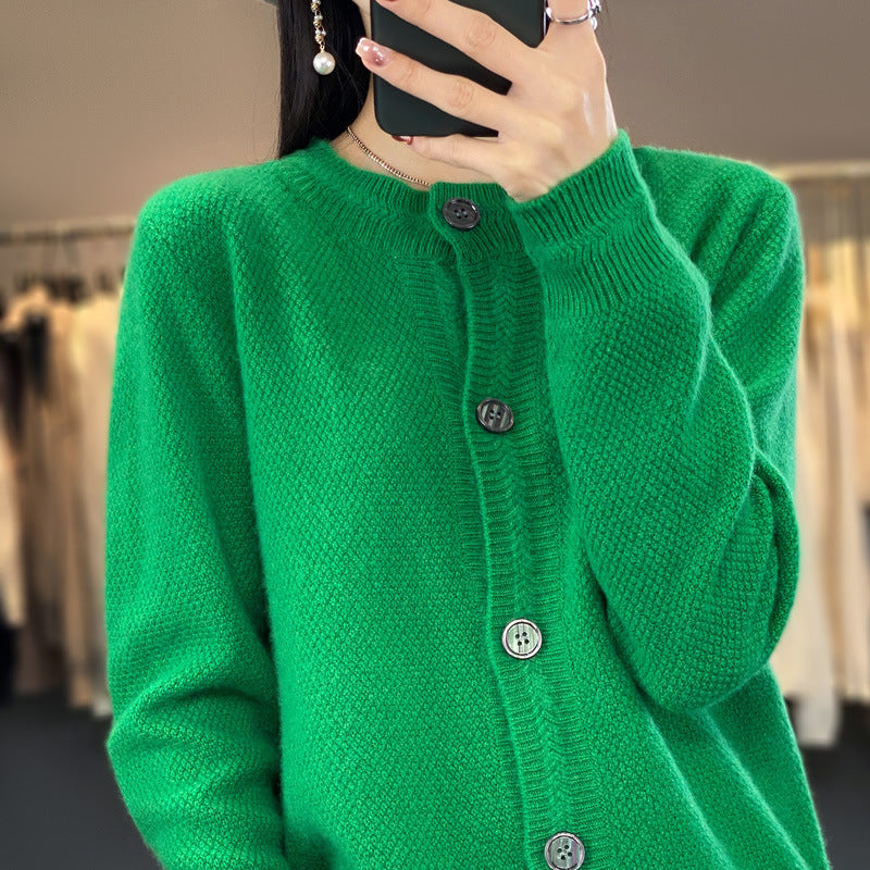 Damen Strukturierter Feinstrick-Cardigan mit kaschmirähnlicher Haptik, durchgehender Knopfleiste und kastiger Oversize‑Passform Echoarchiv