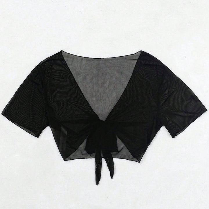 Damen kurzärmliges Crop-Top mit Knoten-Detail Echo Archiv