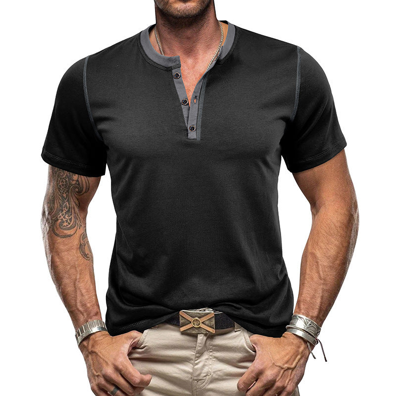 Herren Polohemd im modischen Henley-Stil mit einzigartigen Akzenten Echoarchiv