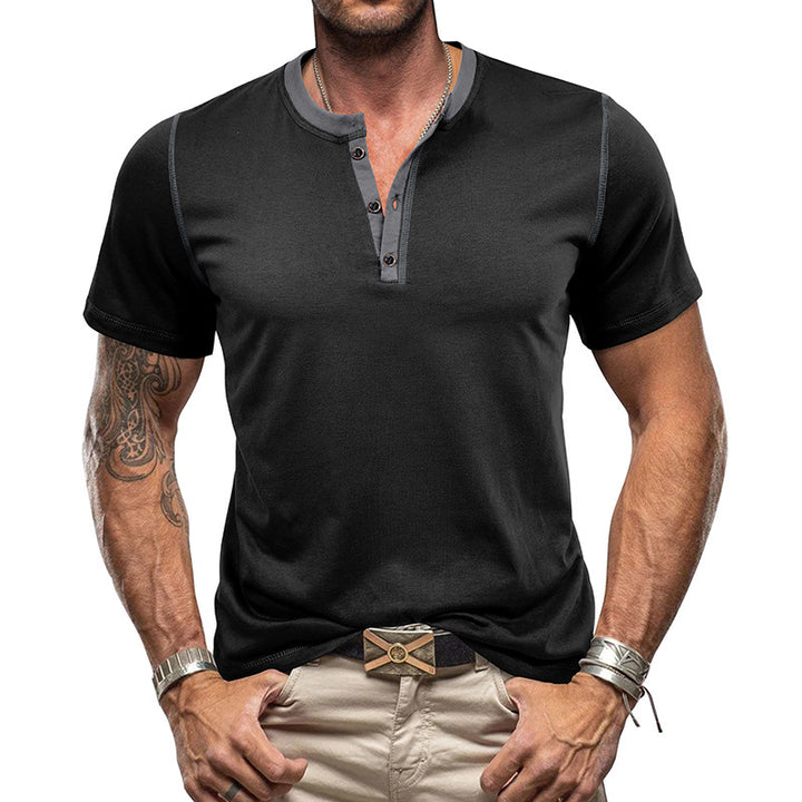 Herren Polohemd im modischen Henley-Stil mit einzigartigen Akzenten Echoarchiv