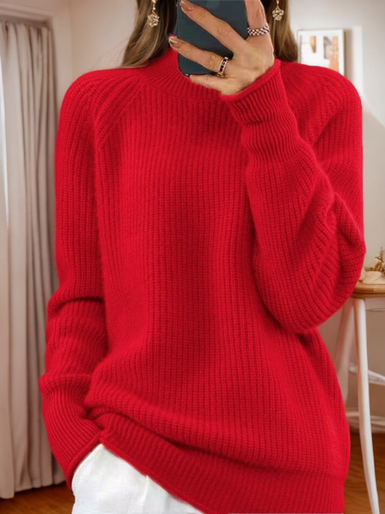 Damen nan kuscheliger Strickpullover mit Stehkragen und Rippstruktur Echo Archiv