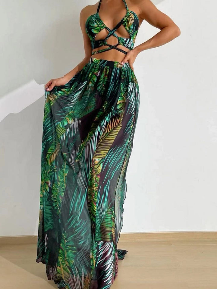 Damen Zweiteiliges Strandoutfit mit floralem Design und raffinierten Cut-Outs Echo Archiv