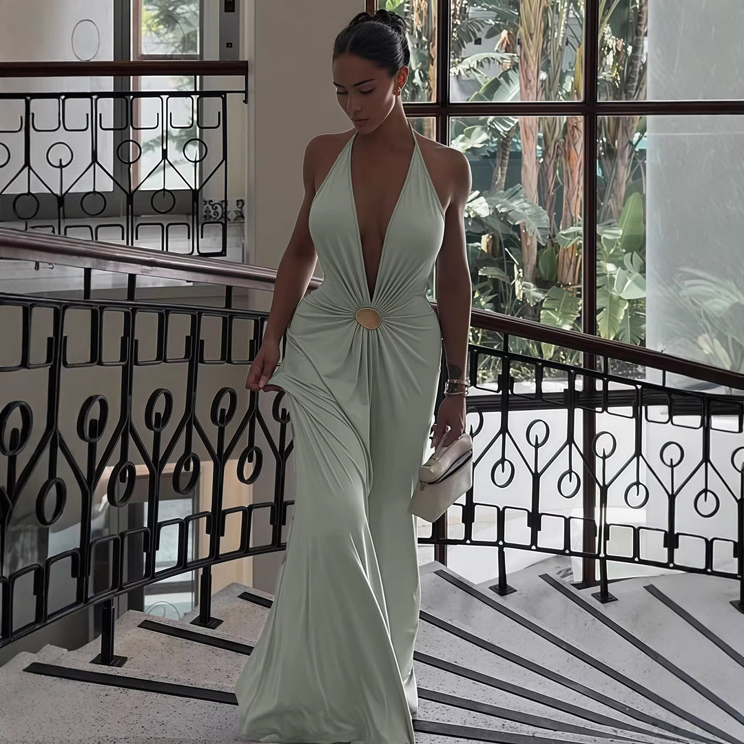 Damen Elegantes Wickelkleid mit tiefer V-Ausschnitt und raffiniertem Gürtel Echo Archiv