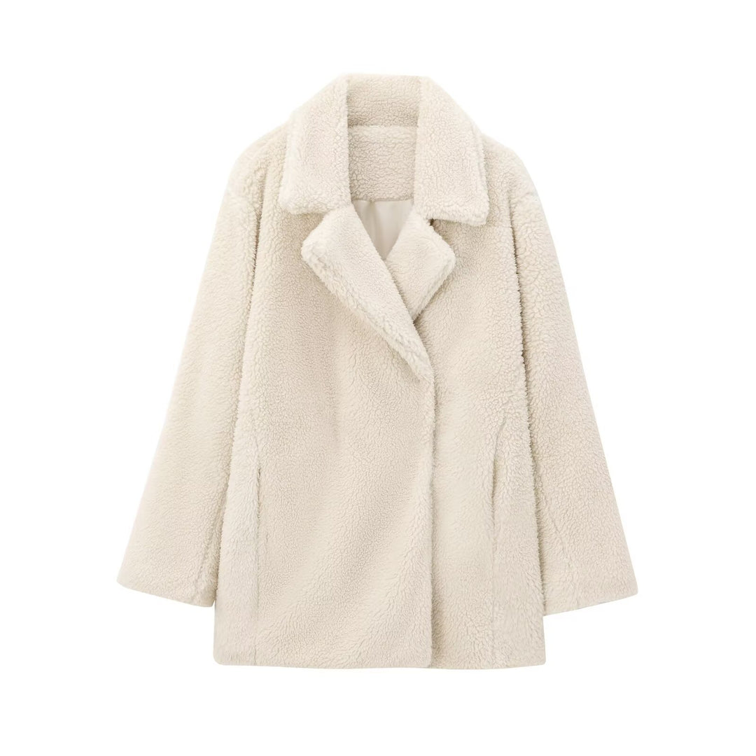 Damen Oversize Teddy‑Mantel aus Kunstfell mit Reverskragen und kastiger Silhouette Echo Archiv