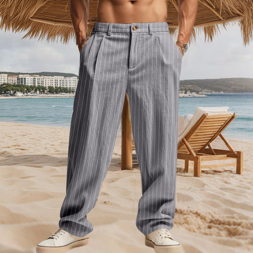 Herren Elegante Freizeithose mit feinem Streifenmuster und komfortablem Schnitt Echoarchiv