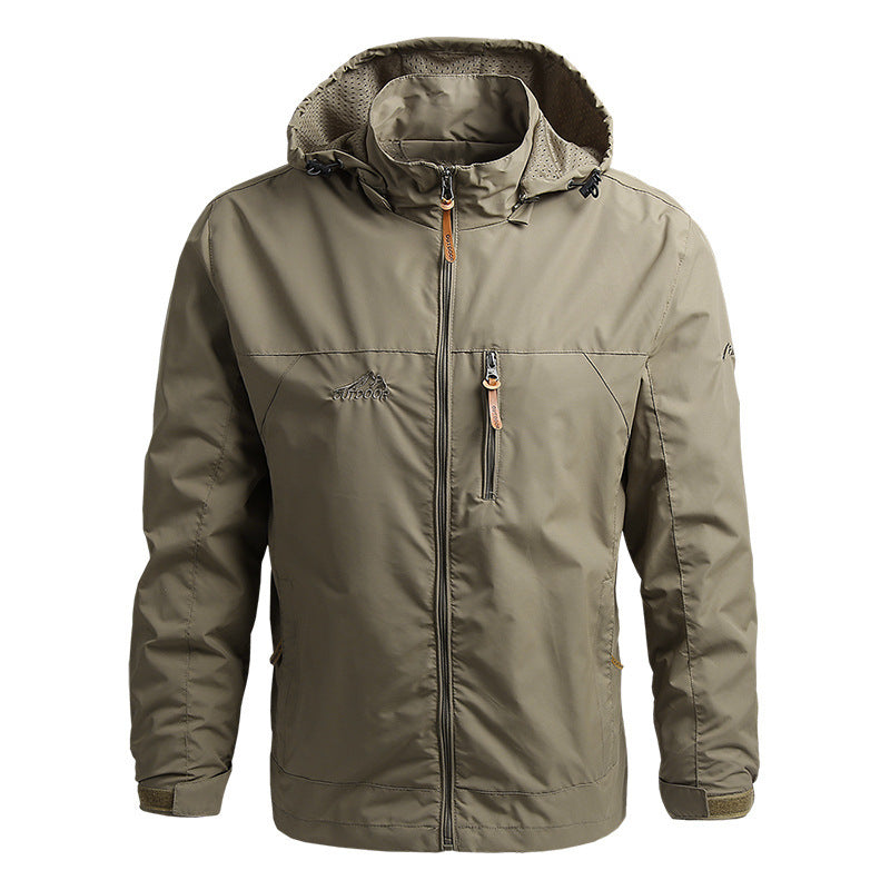 Herren Ultraleichte Trekking-Kapuzenjacke mit Mesh‑Innenfutter, Brustzip und Klettmanschetten Echo Archiv