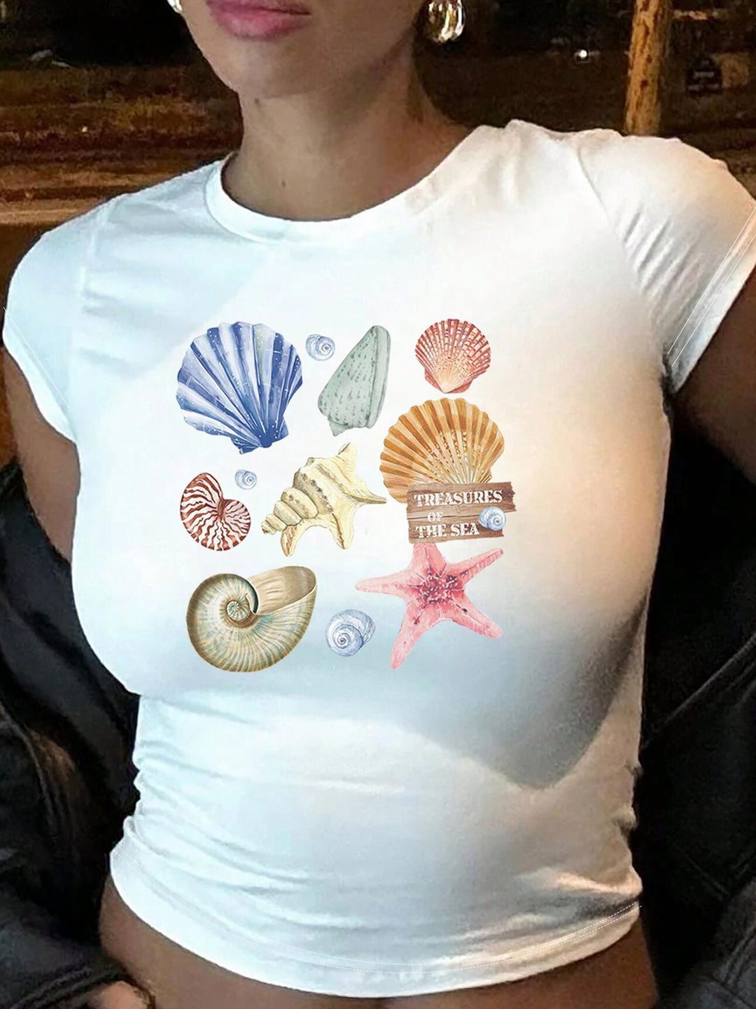 Damen Kurzarm T-Shirt mit auffälligem Motorrad-Design Echo Archiv