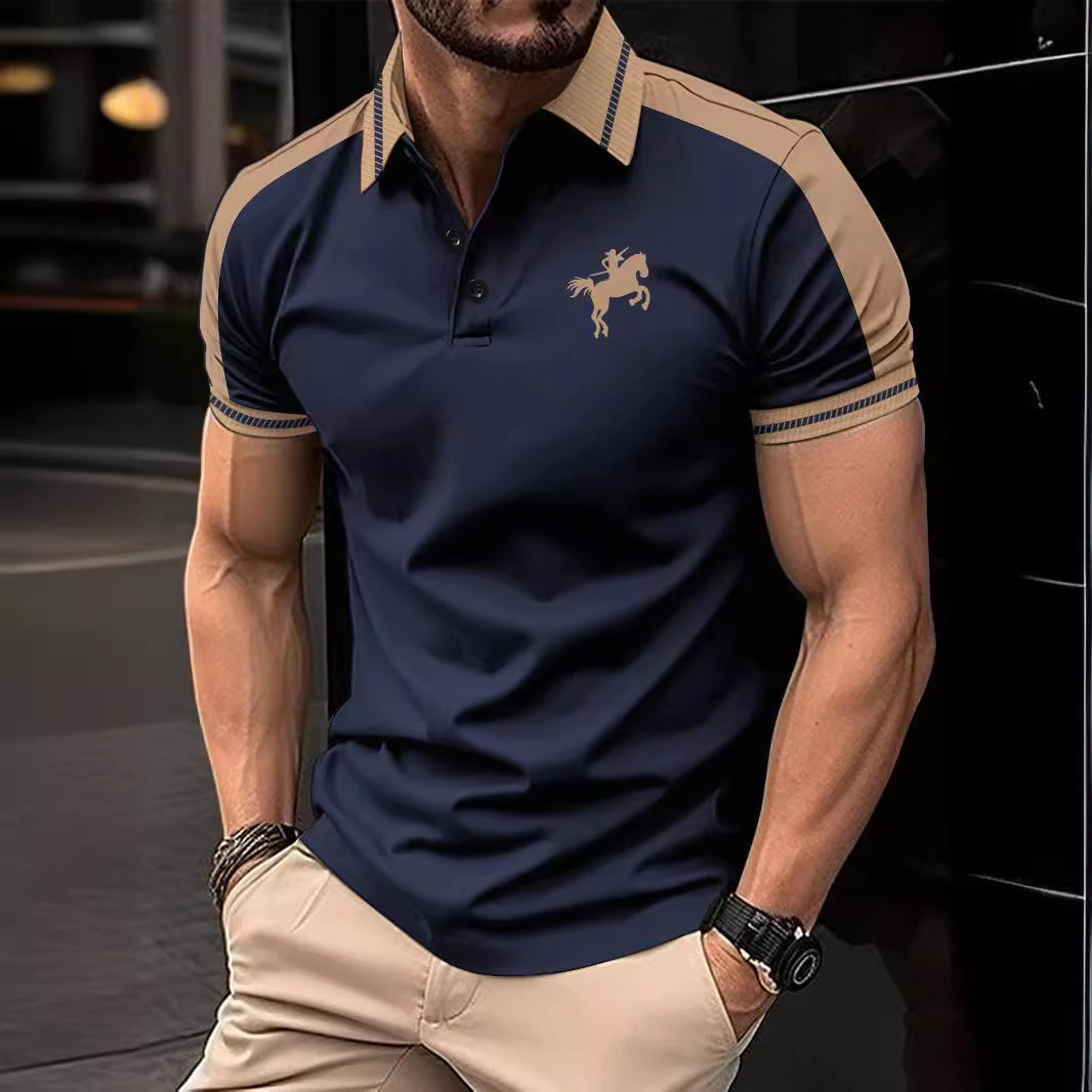 Herren modisches Kurzarm-Polohemd mit stylischem Farbkontrast und hochwertigem Material Echoarchiv