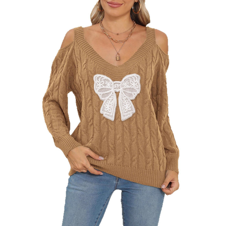 Damen modischer Pullover mit verspielt eingestricktem Schleifenmotiv Echo Archiv