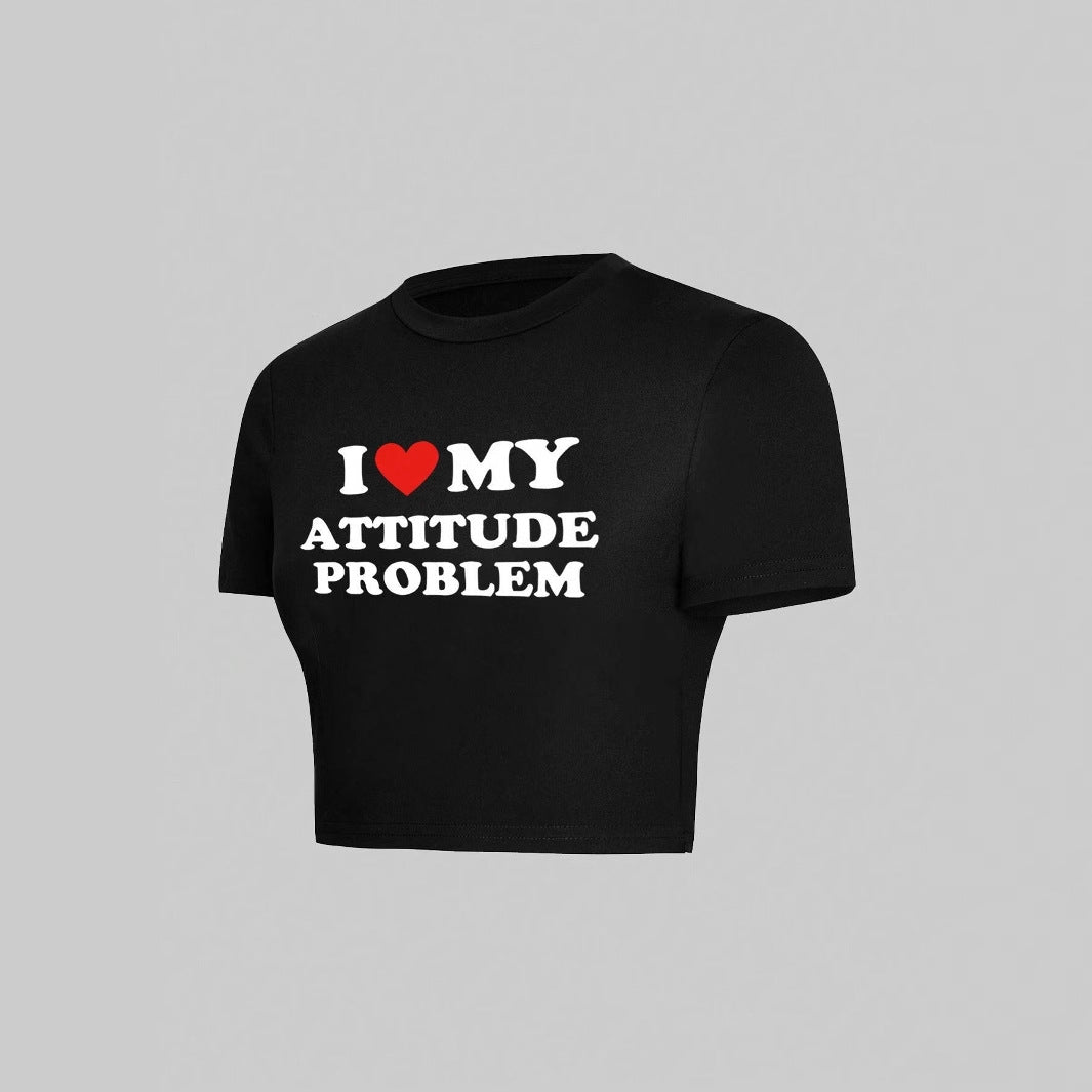Damen Crop-T-Shirt mit humorvollem Spruch und figurbetontem Schnitt Echo Archiv