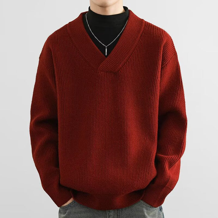 Herren Grobstrick-Pullover mit V-Ausschnitt Echoarchiv