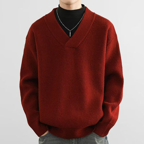 Herren Grobstrick-Pullover mit V-Ausschnitt Echoarchiv