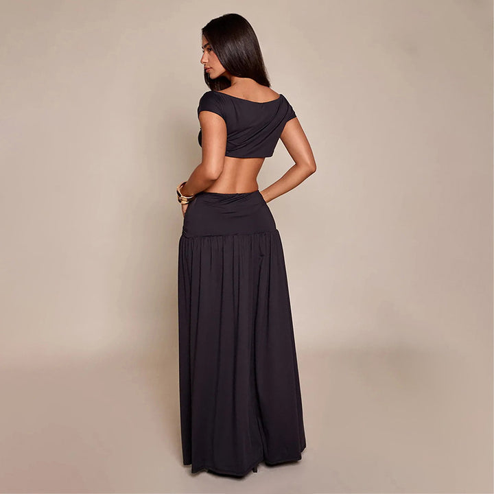 Damen Elegantes Cropped Top und Maxirock Set Echo Archiv
