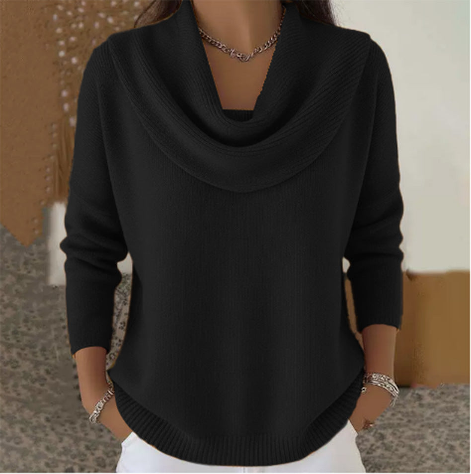 Damen nan schimmernder Strickpullover mit Wasserfallkragen, feiner Glitzerstruktur und schmalem Saum Echo Archiv